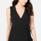 Alfani Women's Asymmetrical Wrap Top Black Size X-Large