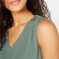 JM Collection Women's Grommet-Trim Top Green Size Medium