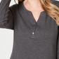 Karen Scott Women's Cotton Henley Neck Top  Charcoal Size Petite Large