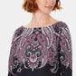 Karen Scott Women's Lile Paisley Boat Neck Top Black Size Medium