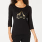 Karen Scott Women's Foil-Printed Cotton Top Black Size Small