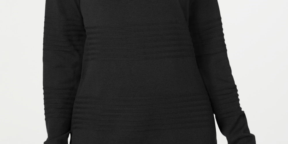 Karen Scott Women's Ribbed Cotton Pullover Sweater Black Size X-Small