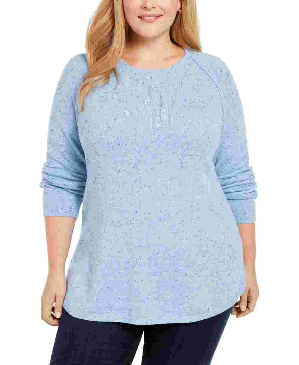 Karen Scott Women's Plus Size Confetti Sweater Blue Size 0X