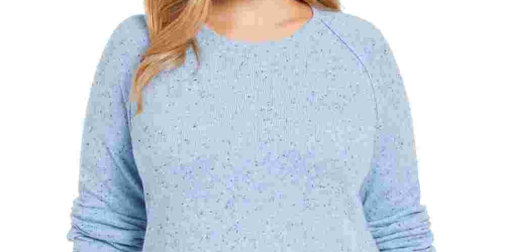 Karen Scott Women's Plus Size Confetti Sweater Blue Size 0X