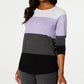 Karen Scott Women's Colorblocked Pullover Sweater  Purple Size X-Small