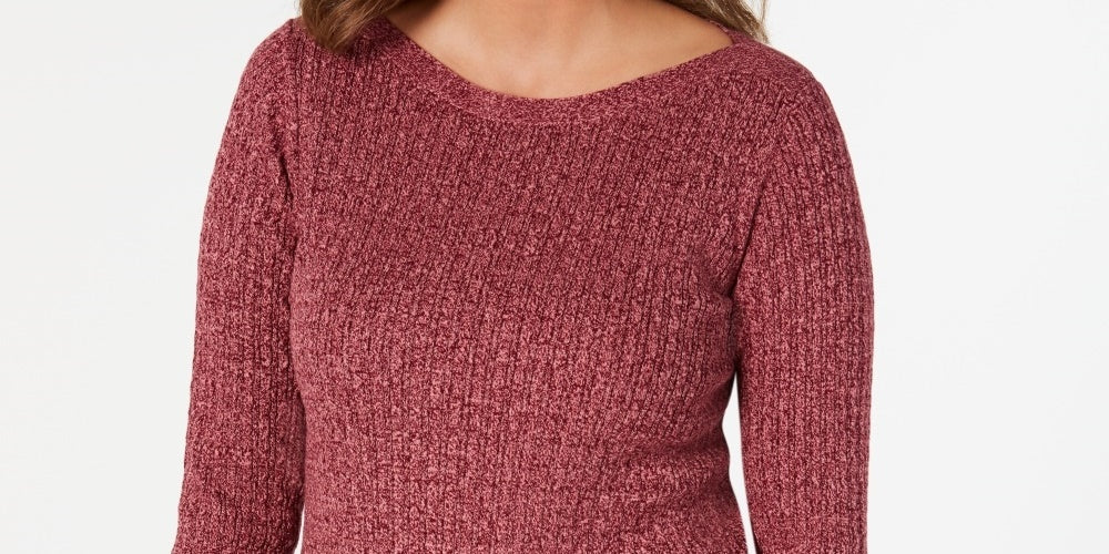 Karen Scott Women's Boat Neck Cotton Sweater Red Size X-Large
