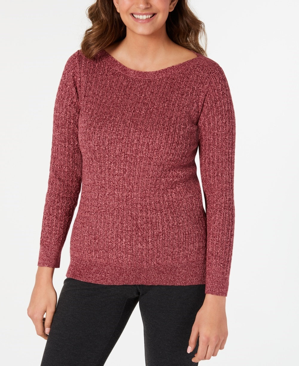 Karen Scott Women's Boat-Neck Cotton Sweater Red Size Small