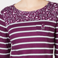 Karen Scott Women's Floral Yoke Striped Top Red Size Medium