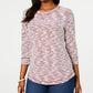 Karen Scott Women's Space Dye 3/4 Sleeve Top Red Size Petite Small