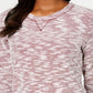 Karen Scott Women's Space Dye 3/4 Sleeve Top Red Size Petite Small
