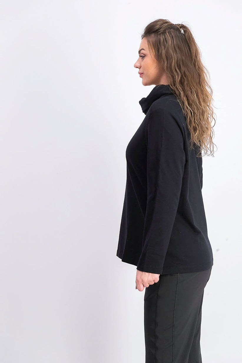 Karen Scott Women's Sport Cowl-Neck Top Black Size Small