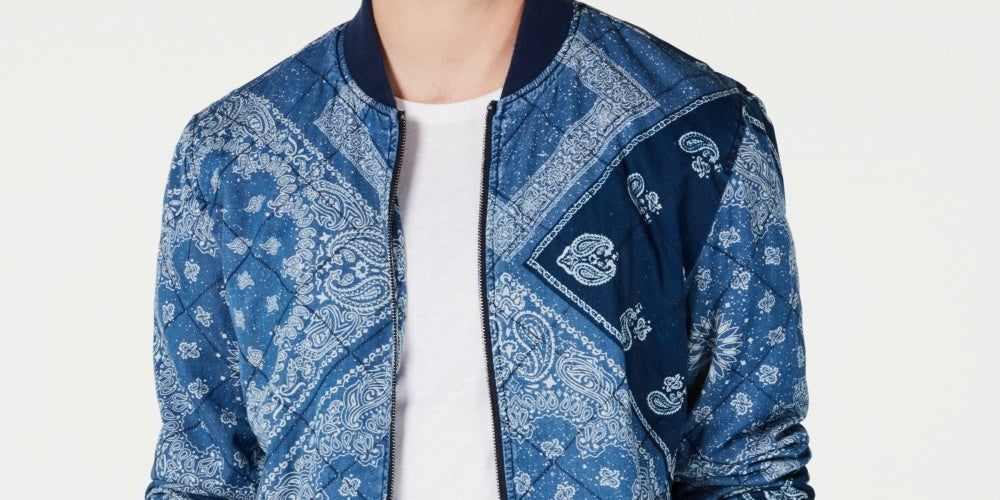 American Rag Men's Quilted Bandana Jacket Blue Size Medium