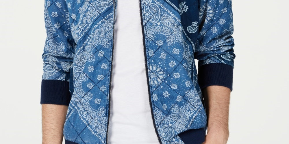 American Rag Men's Quilted Bandana Jacket Blue Size Medium