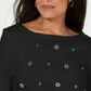 Karen Scott Women's Cotton Grommet Top Black Size Small