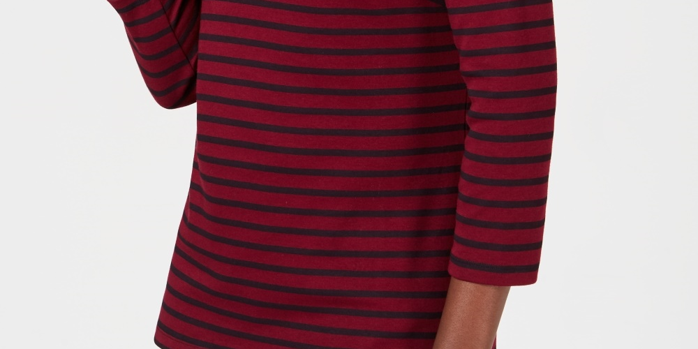 Karen Scott Women's Striped Top Red Size Petite Small