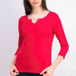 Karen Scott Women's Three Quarter Sleeve Top Red Size Small