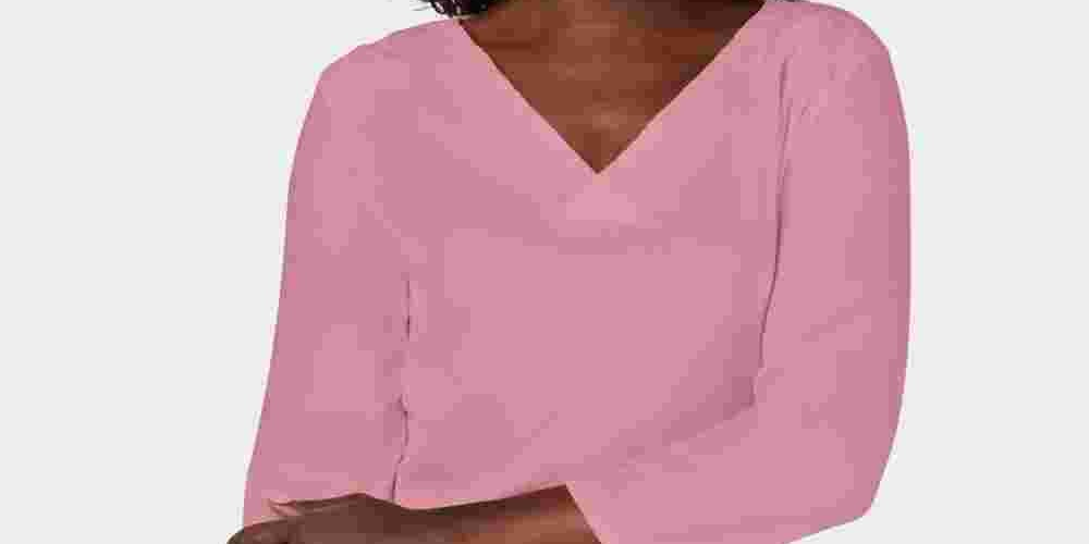 Karen Scott Women's Eyelet Trim Top Pink Size X-Small