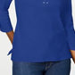 Karen Scott Women's Cotton Lace Up Shirt Ultra Blue Size Small