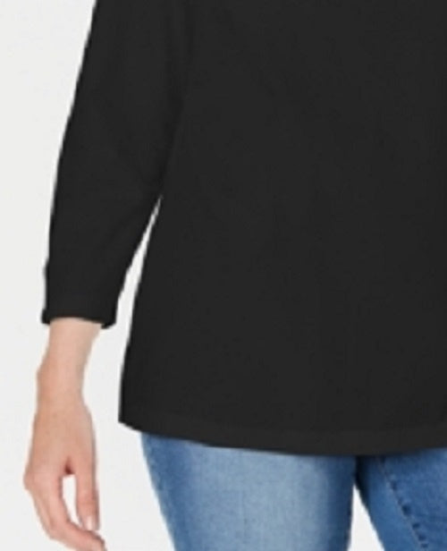 Karen Scott Womne's Three-Quarter Sleeve Top Black Size X-Small