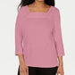 Karen Scott Women's Crochet Square-Neck Top  Dark Pink Size X-Small