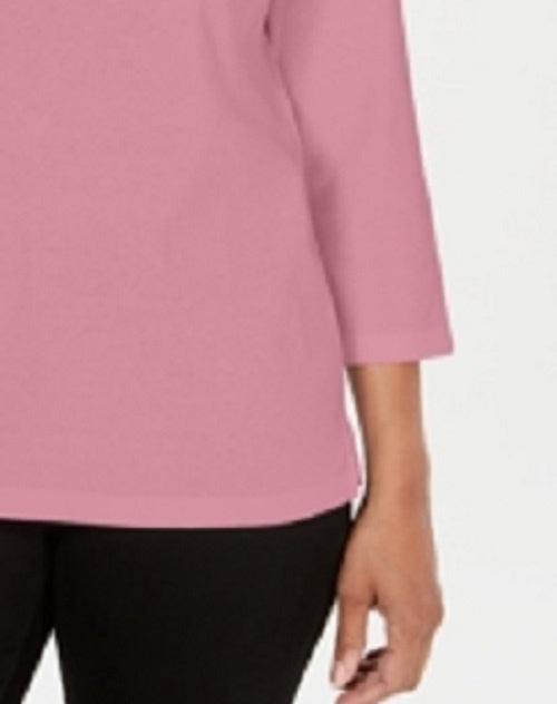 Karen Scott Women's Crochet Square-Neck Top  Dark Pink Size X-Small