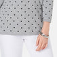Karen Scott Women's Printed 3/4 Sleeve Sweater Grey Size Petite Small