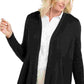 JM Collection Women's Petite Mixed-Ribbed Flyaway Cardigan Black Size Large