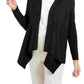 JM Collection Women's Petite Mixed-Ribbed Flyaway Cardigan Black Size Large