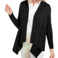 JM Collection Women's Petite Mixed-Ribbed Flyaway Cardigan Black Size Petite Small