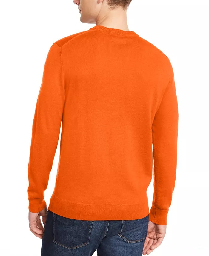 Club Room Men's Solid Crew Neck Merino Wool Blend Sweater Dark Orange Size Large