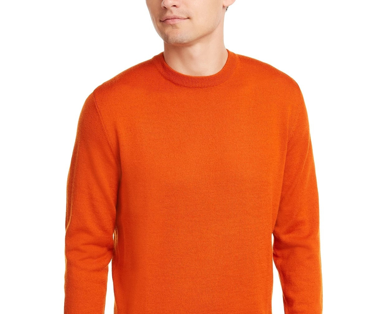 Club Room Men's Solid Crew Neck Merino Wool Blend Sweater Dark Orange Size Large