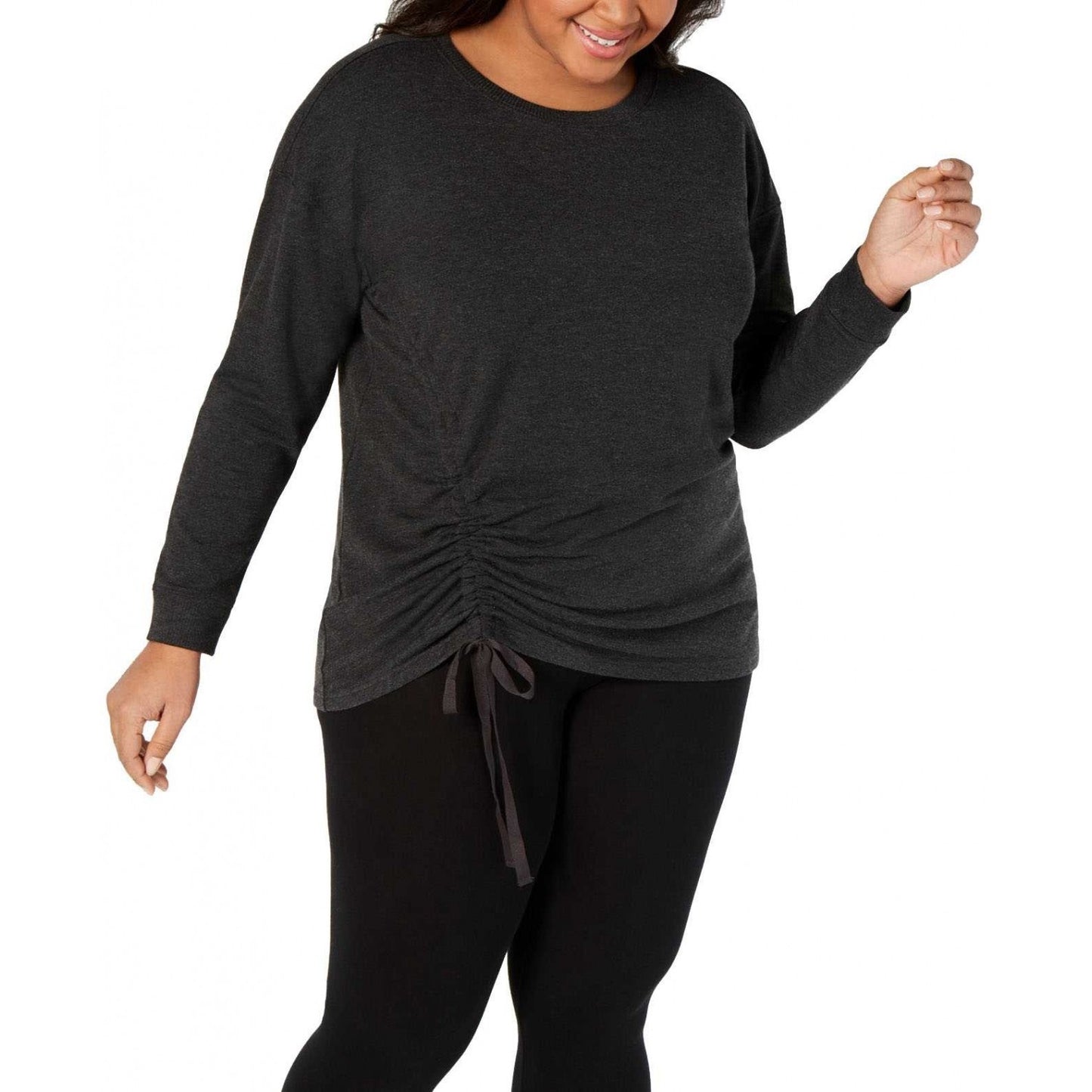 Ideology Women's Front Ruched Top Black Size 2X