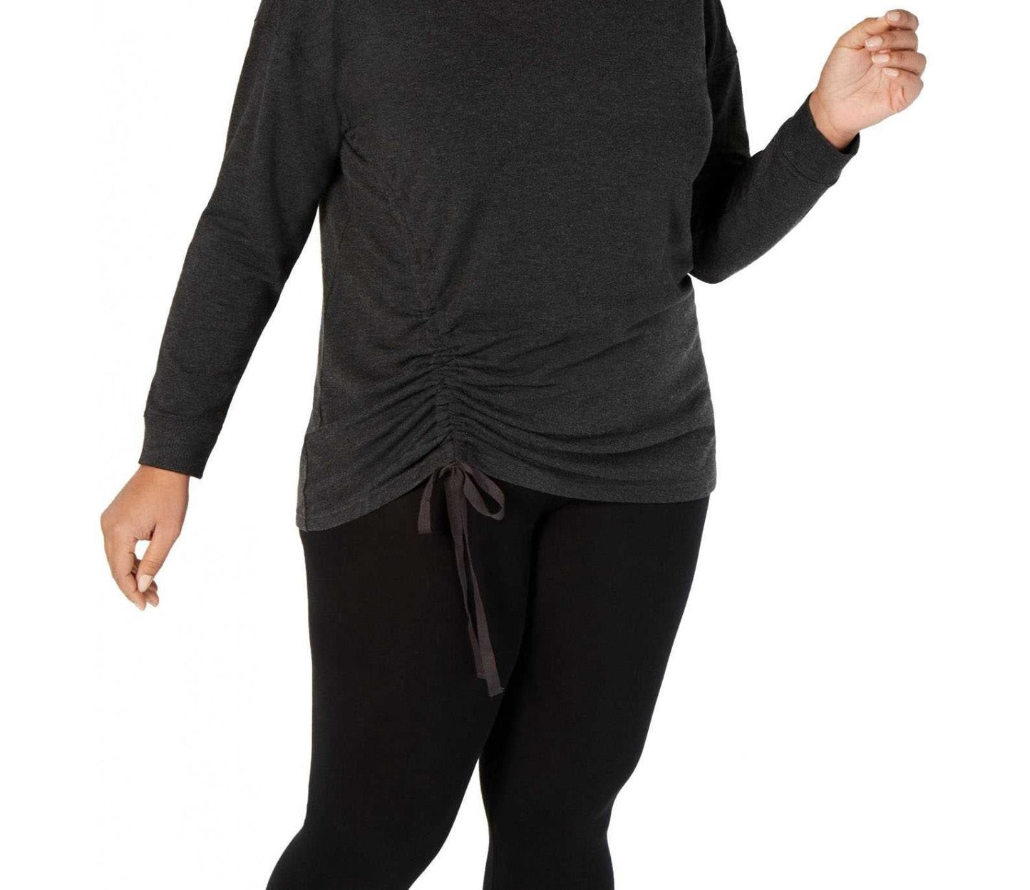 Ideology Women's Front Ruched Top Black Size 2X
