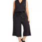 Ideology Women's Plus Sleeveless Drawstring Waist Cropped Jumpsuit Black Size 2X