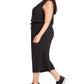 Ideology Women's Plus Sleeveless Drawstring Waist Cropped Jumpsuit Black Size 2X