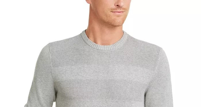 Club Room Men's Cotton Solid Textured Crew Neck Sweater Grey Size XX-Large