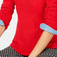 Charter Club Women's Ribbed Patterned Long Sleeve Crew Neck Sweater Red Size Petite Medium