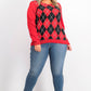 Charter Club Women's Argyle Crewneck Sweater Red Size X-Large