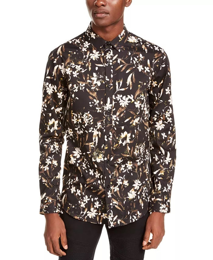 INC International Concepts Men's Dominic Floral Shirt Black Size XX-Large