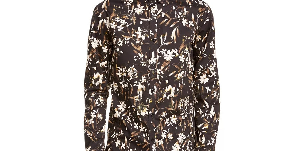 INC International Concepts Men's Dominic Floral Shirt Black Size XX-Large