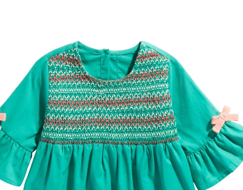 First Impressions Baby Girls Smocked Top Green Size 6-9MOS
