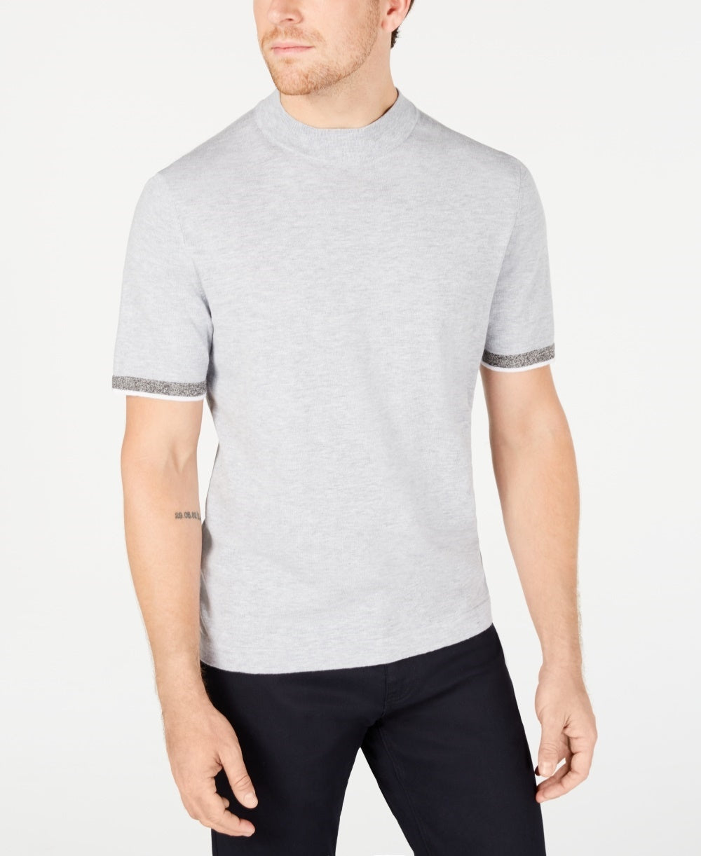 Alfani Men's Short Sleeve Mock Neck Sweater Grey Size XXX-Large