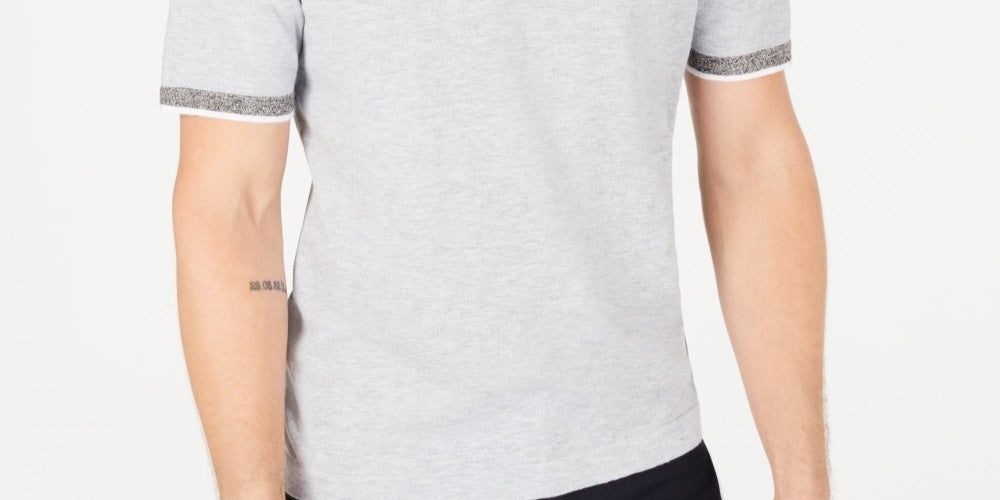 Alfani Men's Short Sleeve Mock Neck Sweater Grey Size XXX-Large