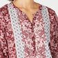 Style & Co Women's Patchwork Print Top Red Size Large