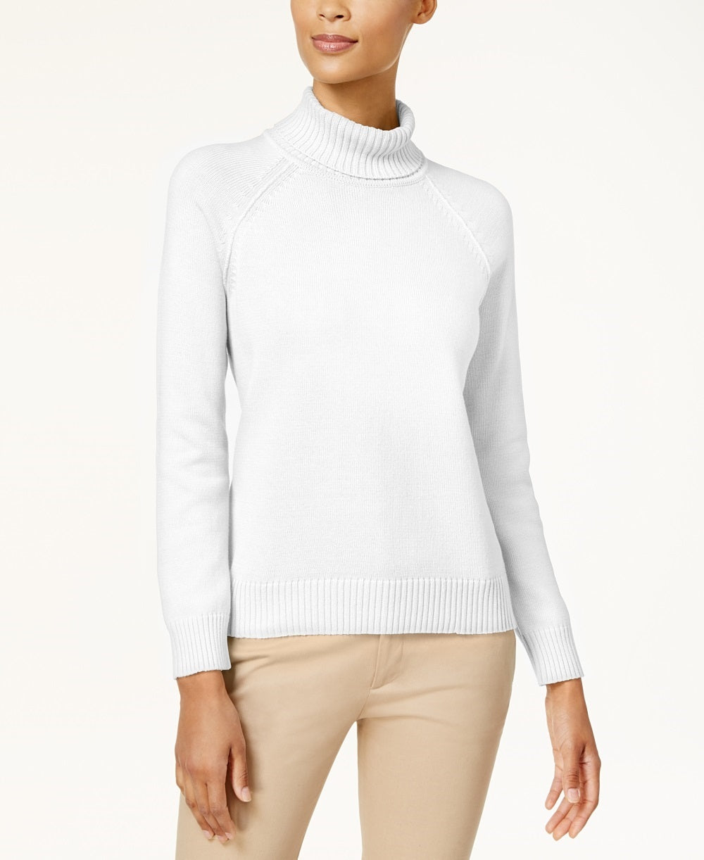 Karen Scott Women's Petite Cotton Turtleneck Sweater White Size Petite X-Large