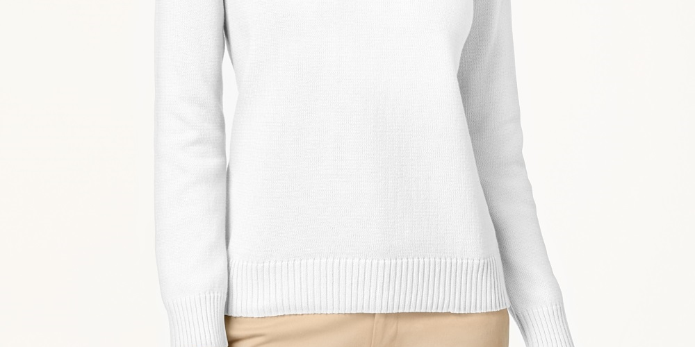 Karen Scott Women's Petite Cotton Turtleneck Sweater White Size Petite X-Large