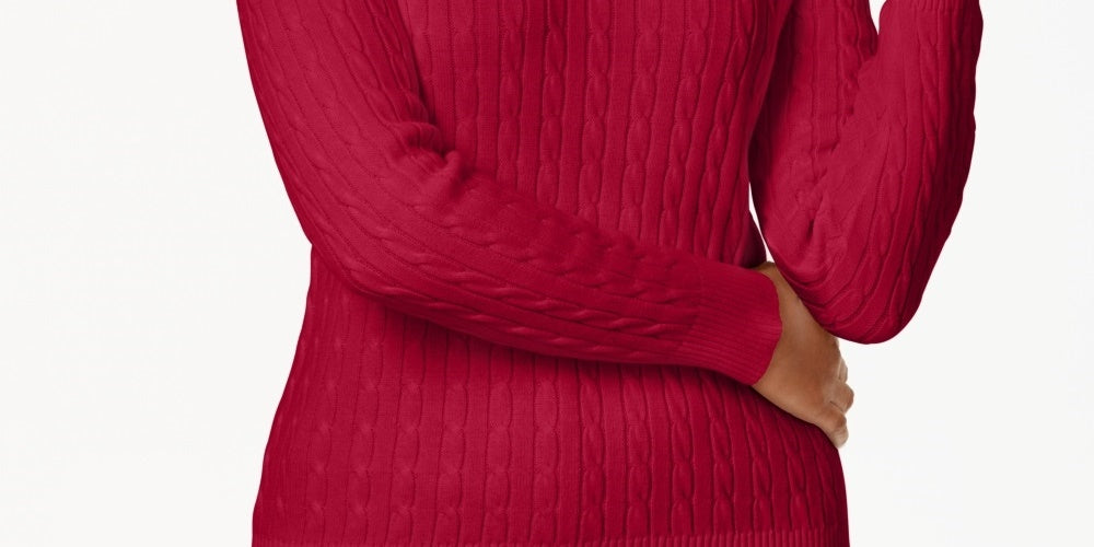 Karen Scott Women's Cable Knit Crewneck Sweater Red Size X-Small