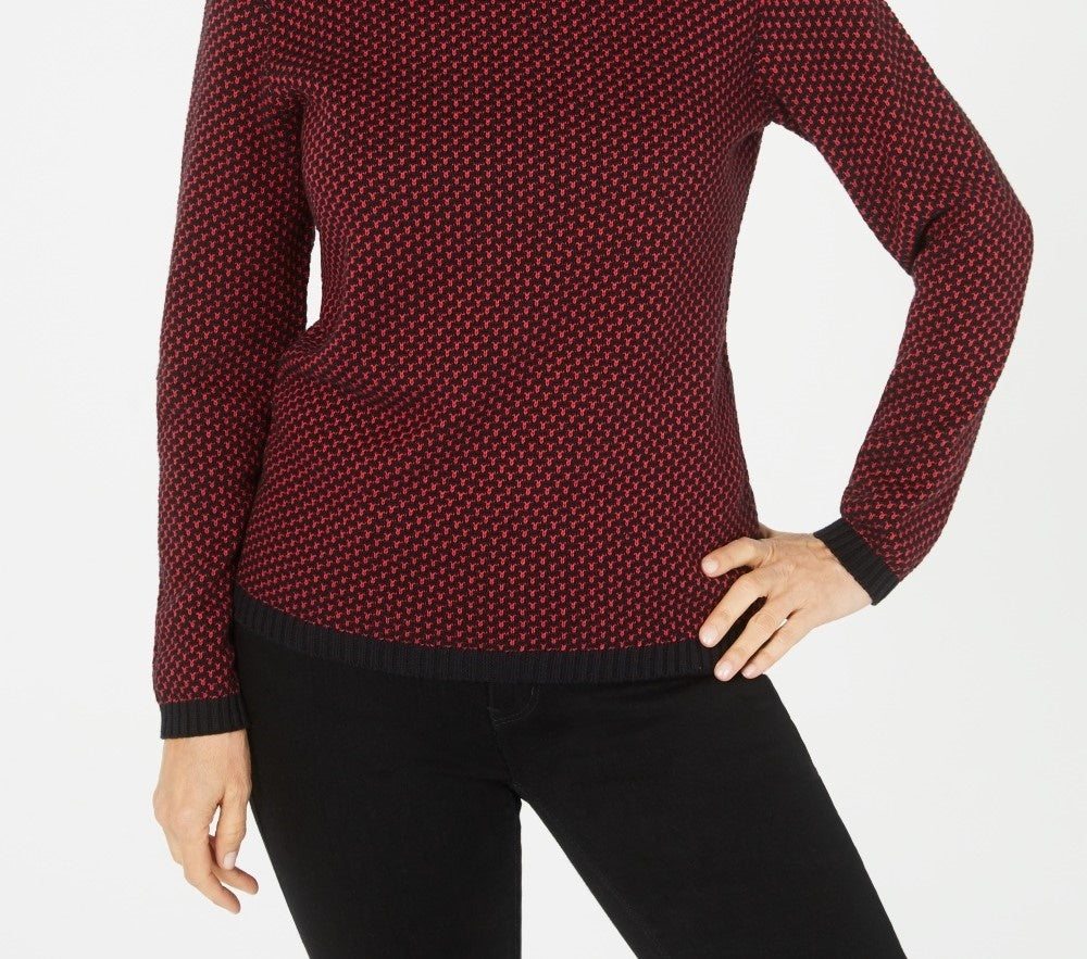 Karen Scott Women's Cotton Turtleneck Sweater  Bright Red Size Small