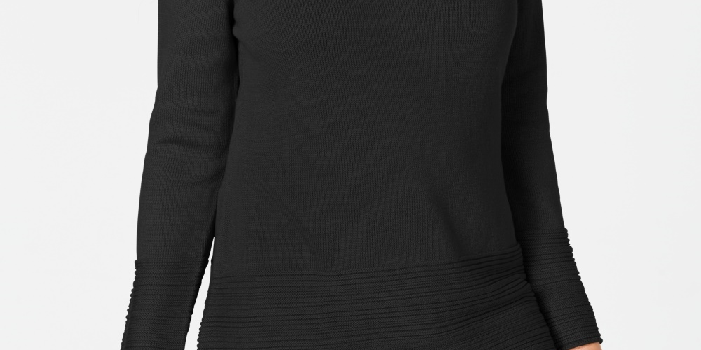 Karen Scott Women's Cotton Boat Neck Sweater Black Size Small
