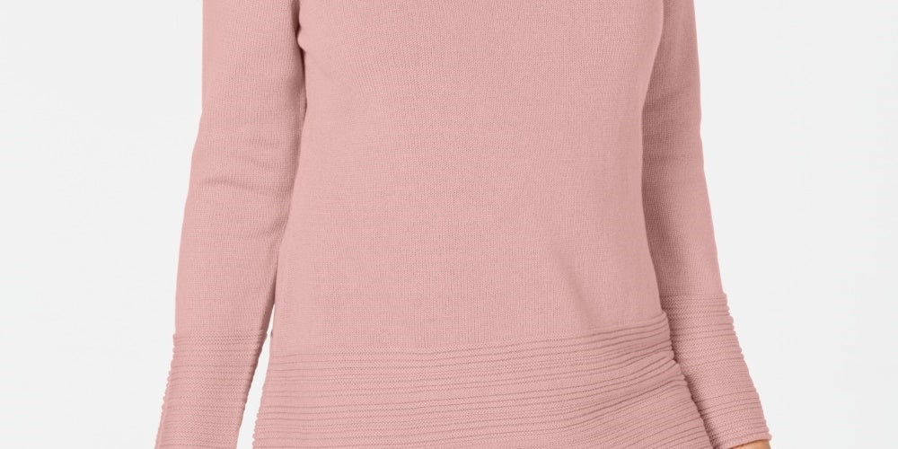 Karen Scott Women's Cotton Boat Neck Sweater Pink Size Large